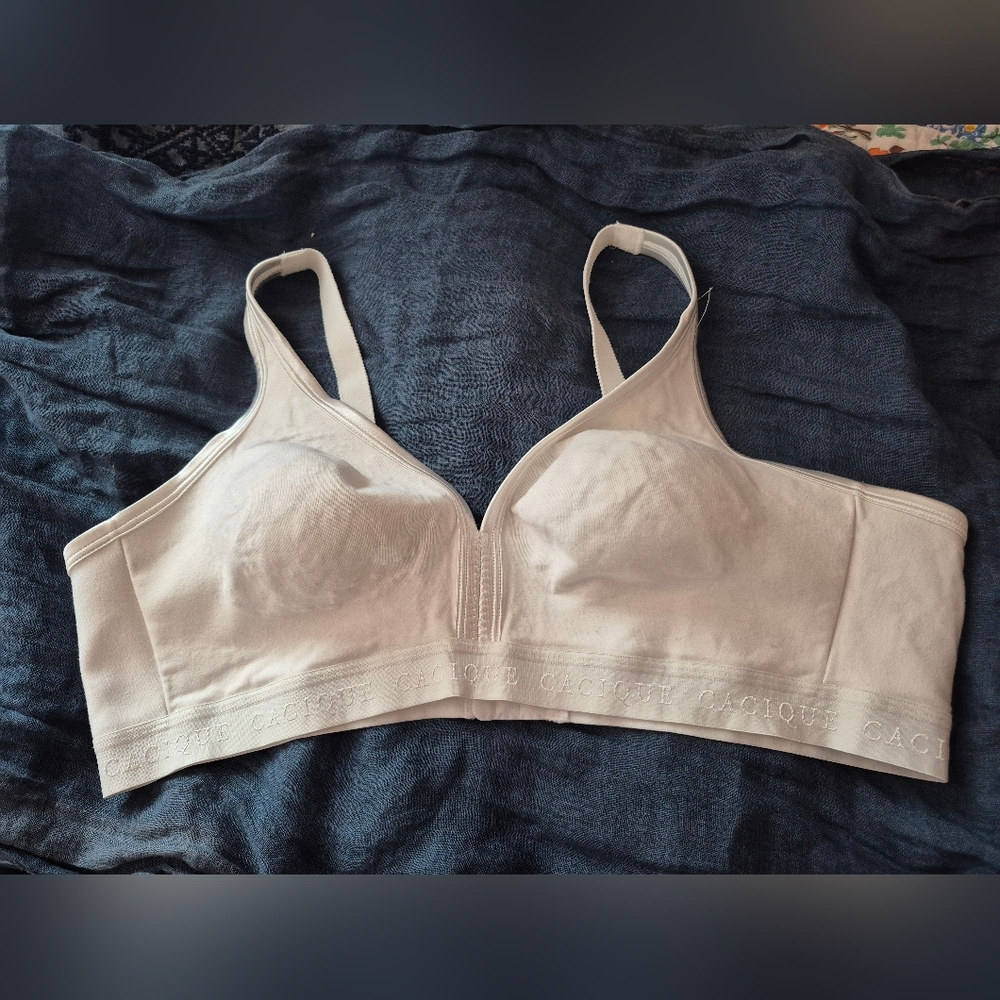Cacique Cream Bra Cotton Blend 44C No Underwire